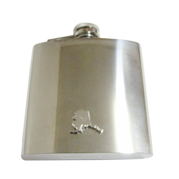 Alaska State Map Shape and Flag Design 6oz Flask - Picture 1 of 1